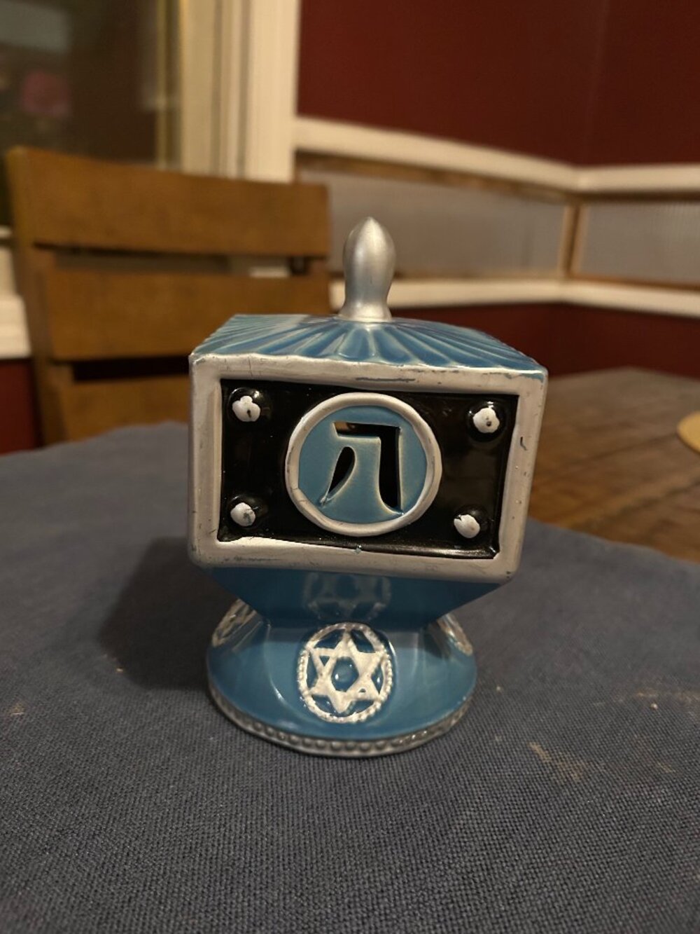 Scented  Ceramic Dreidel  blue & sliver  hollow design  Star of David Holiday